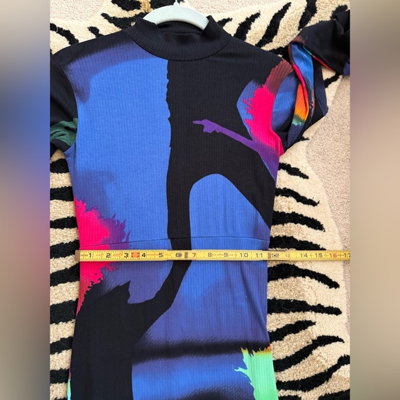 DESIGUAL HOLOGRAM LACROIX SLEEVE MIDI DRESS Size XS EUC - Picture 9 of 12